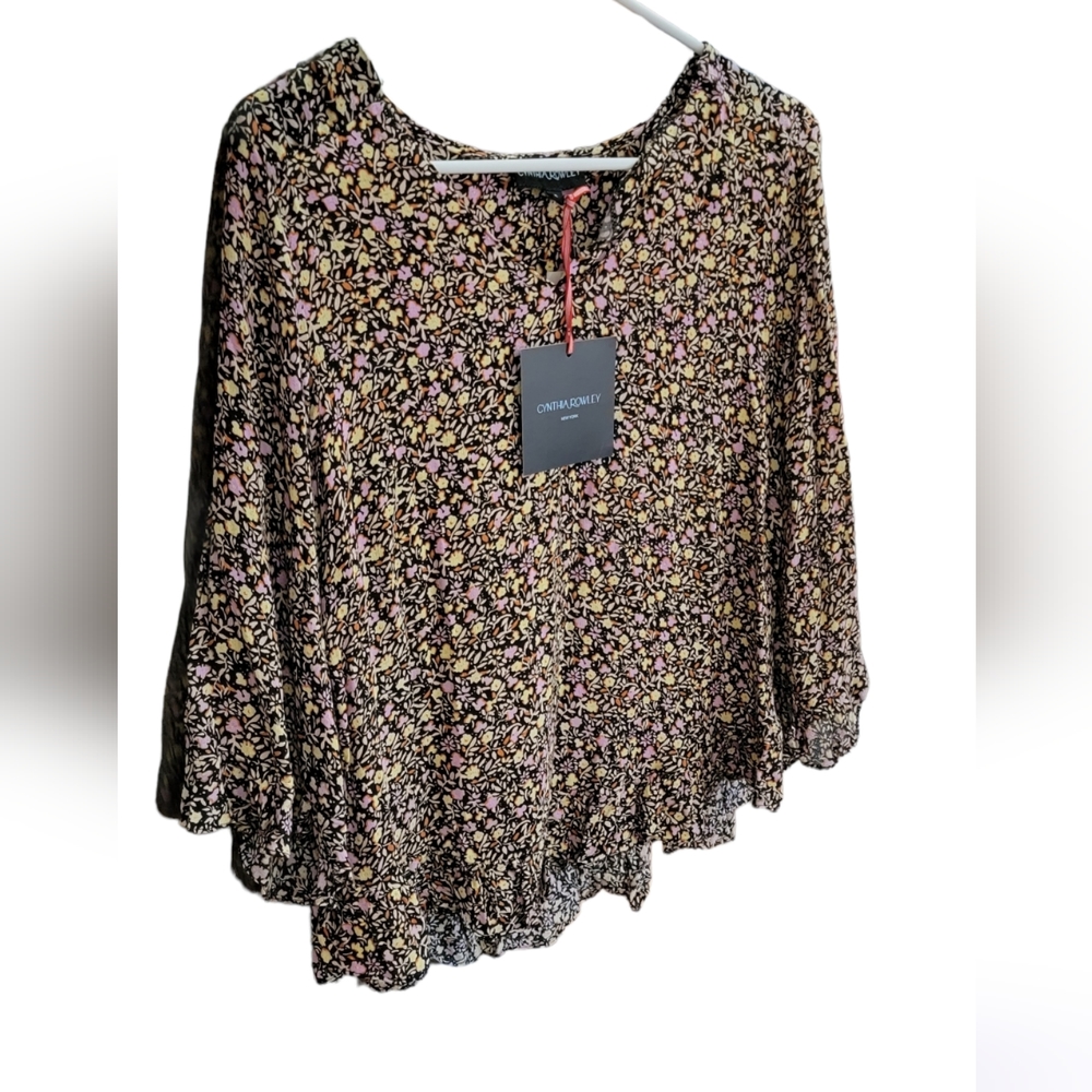 CYNTHIA ROWLEY Floral Blouse Small